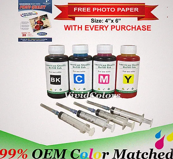 4-100ml Refill ink HP 67 67XL Envy 6055 6052 6455 6475 6452 6458 6454 Printer