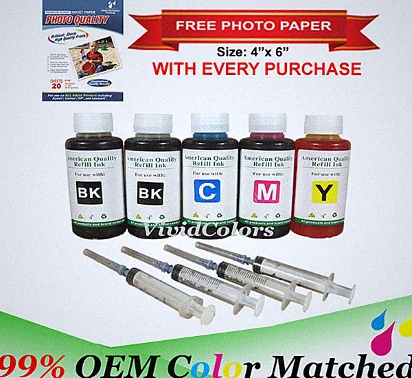 5-100ml Refill ink HP 67 67XL Envy 6055 6052 6455 6475 6452 6458 6454 Printer