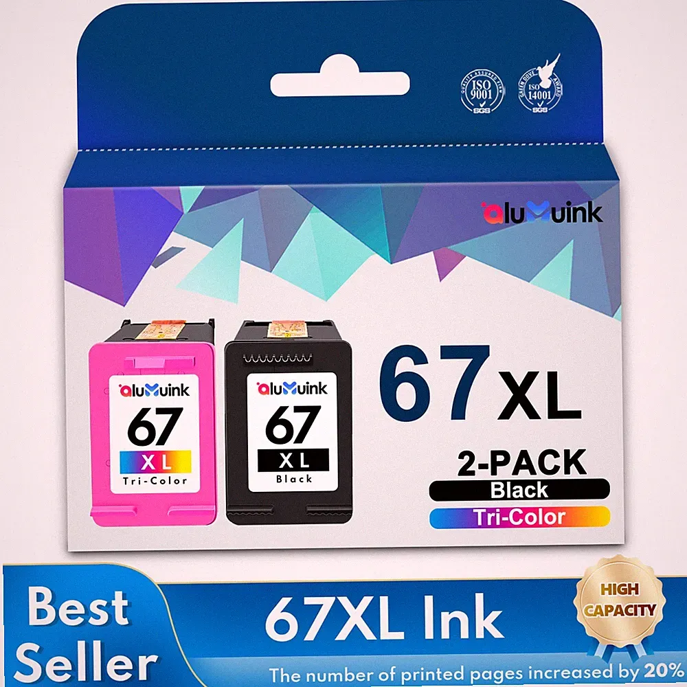 67xl 67 ink Black and Color Combo Pack Replacement for HP 67 XL 1255 2710e 6022e