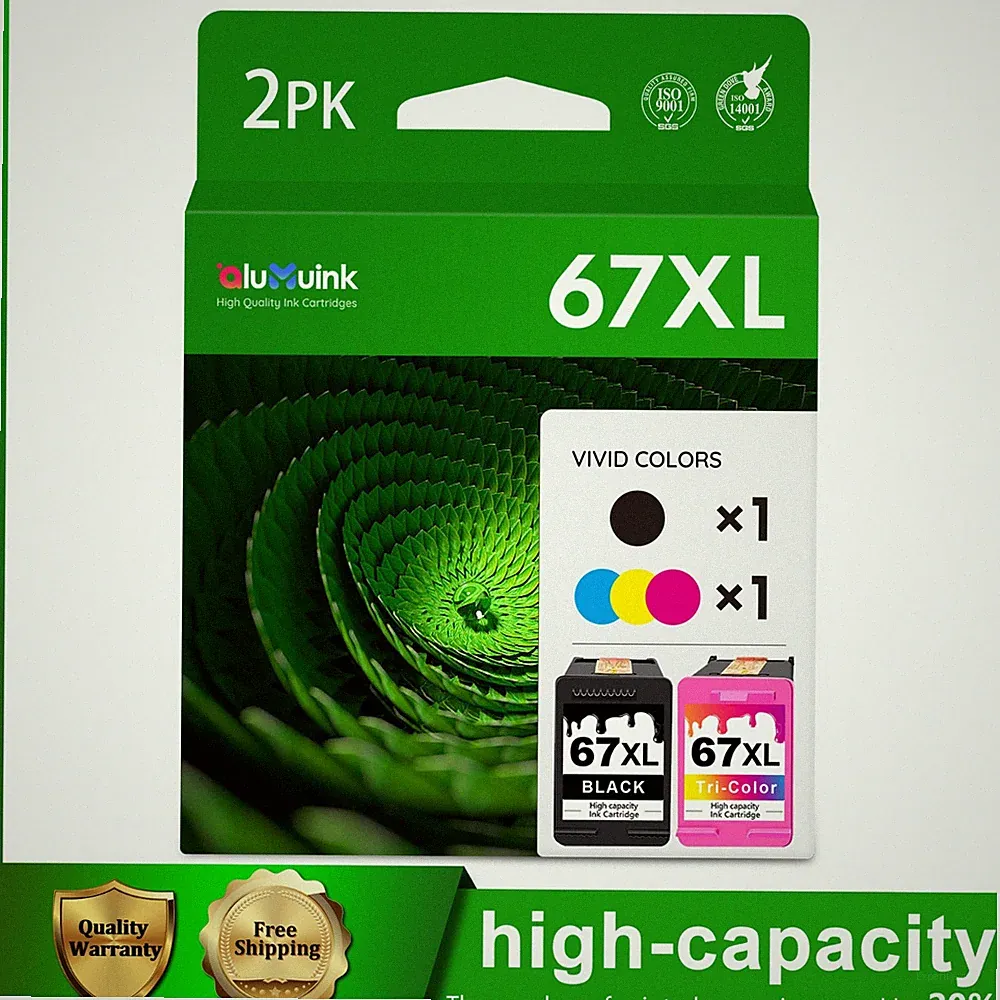 67XL 67 XL Combo Ink Cartridge 2Pack Replacement For HP 67 Ink With New Chip