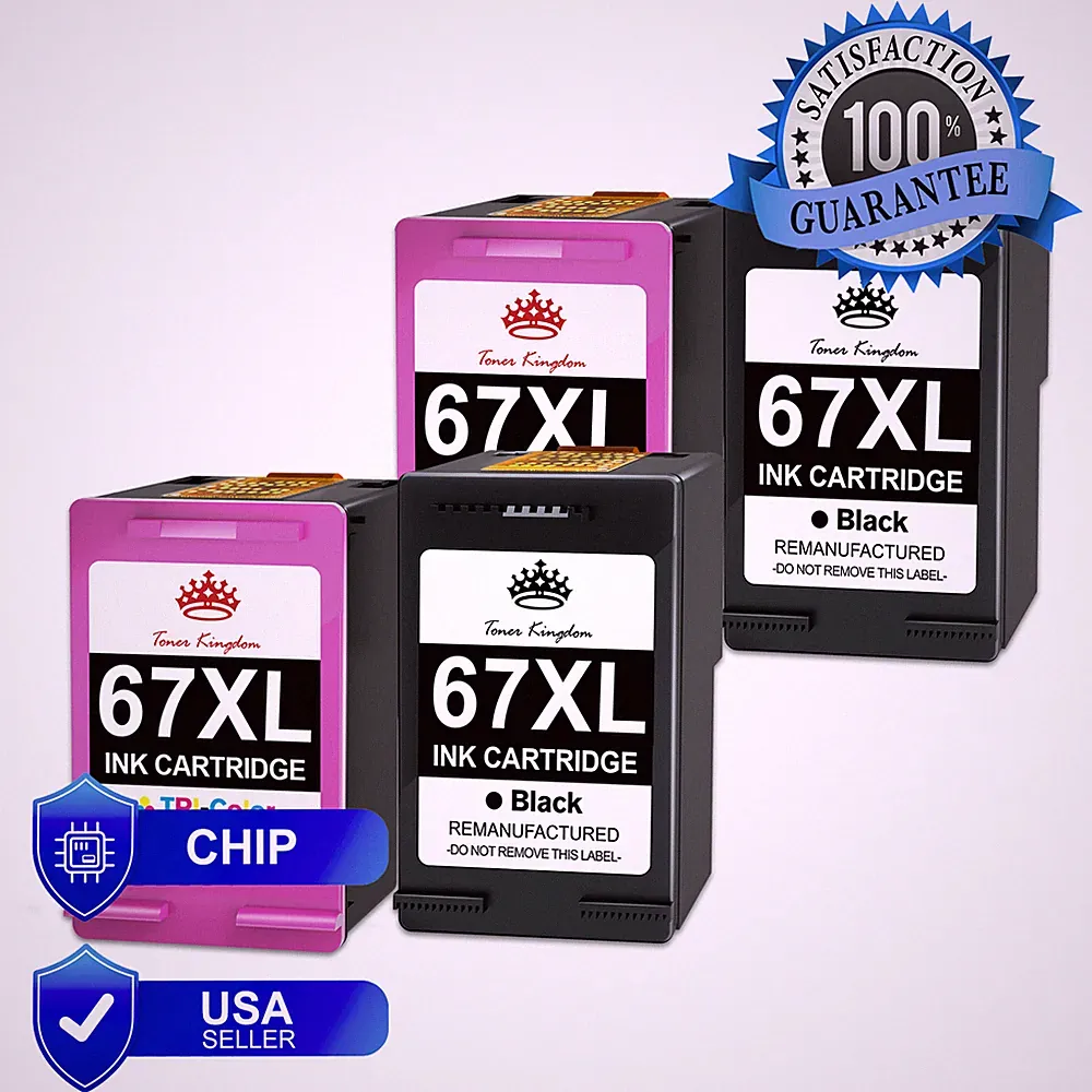 67XL High Yield Black Tri-color Ink Cartridge for HP 67 XL ENVY Deskjet Printer