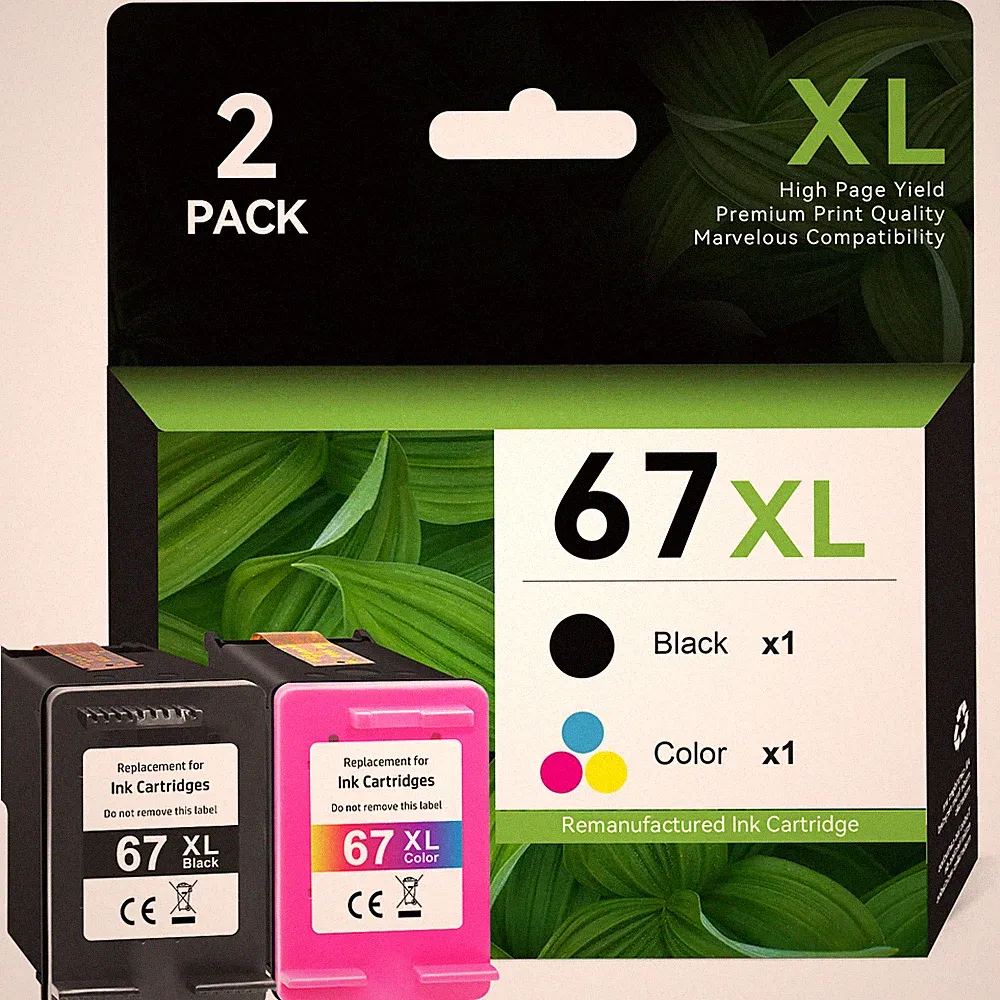 67XL Ink Cartridge for HP 67 Deskjet 2700 2700e 2755e 2800e 2855e 4155e Printer