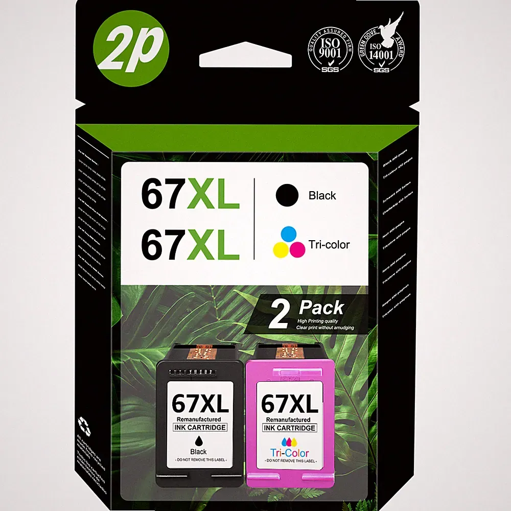 67XL Ink Cartridge for HP 67 Ink Deskjet 2700e 2752e 2755e 4155e Envy 6055e 6455