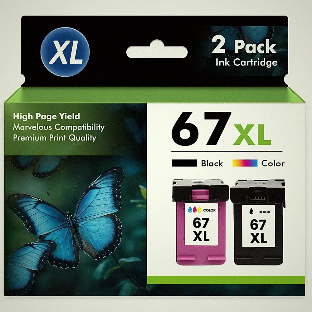 67XL Ink Cartridge for HP 67 Ink Deskjet 2700e 2800e 2852e 2855e Envy 6055e 6455