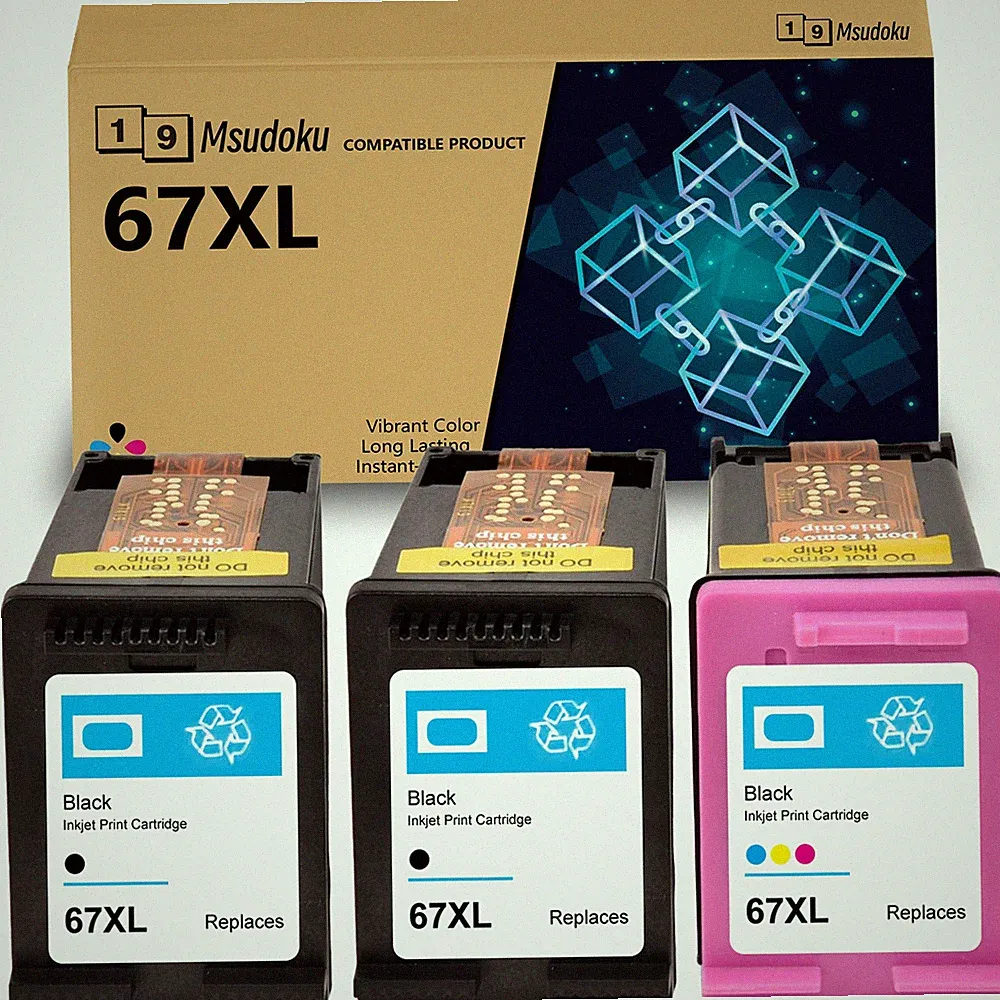 67XL Ink Cartridge for HP Deskjet 2855e 2800e 2755e 4155e 2700 Envy 6055e 6455