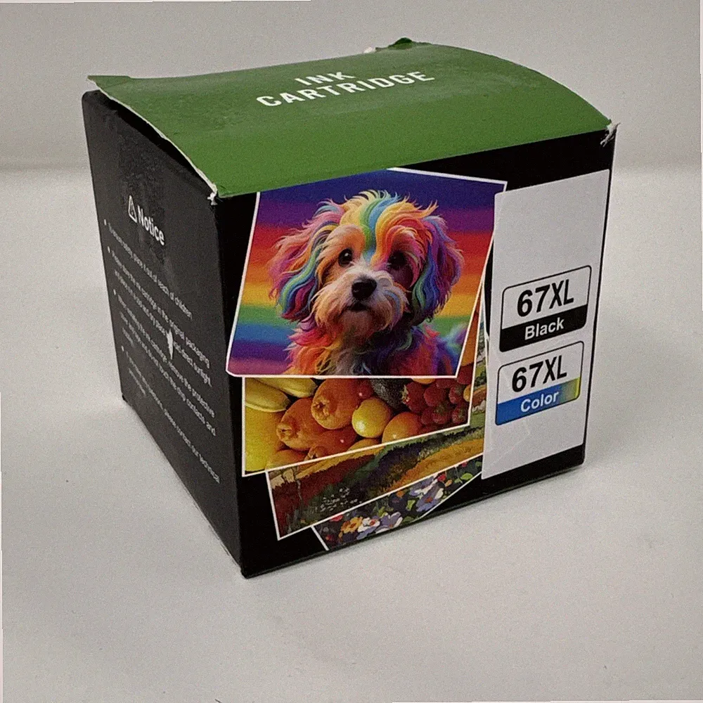 67XL Printer Ink Replacement for HP 67 Ink Cartridges Black/Color Combo Pack XL