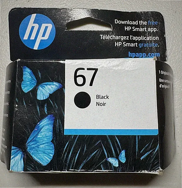 Brand New Never Opened HP 67 Black Ink Cartridge - 3YM56AN - Expires 11/2023