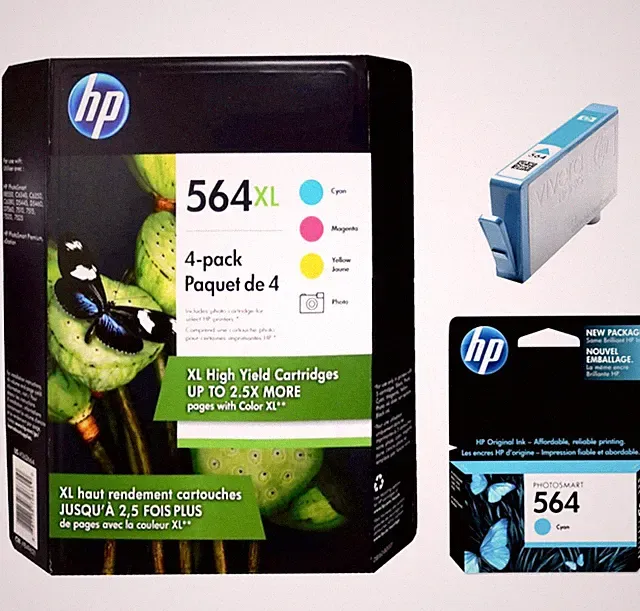 Genuine HP 564xl Black/Color Combo-Pack +2 Extra Cyan Ink Cartridges EX2019/2020