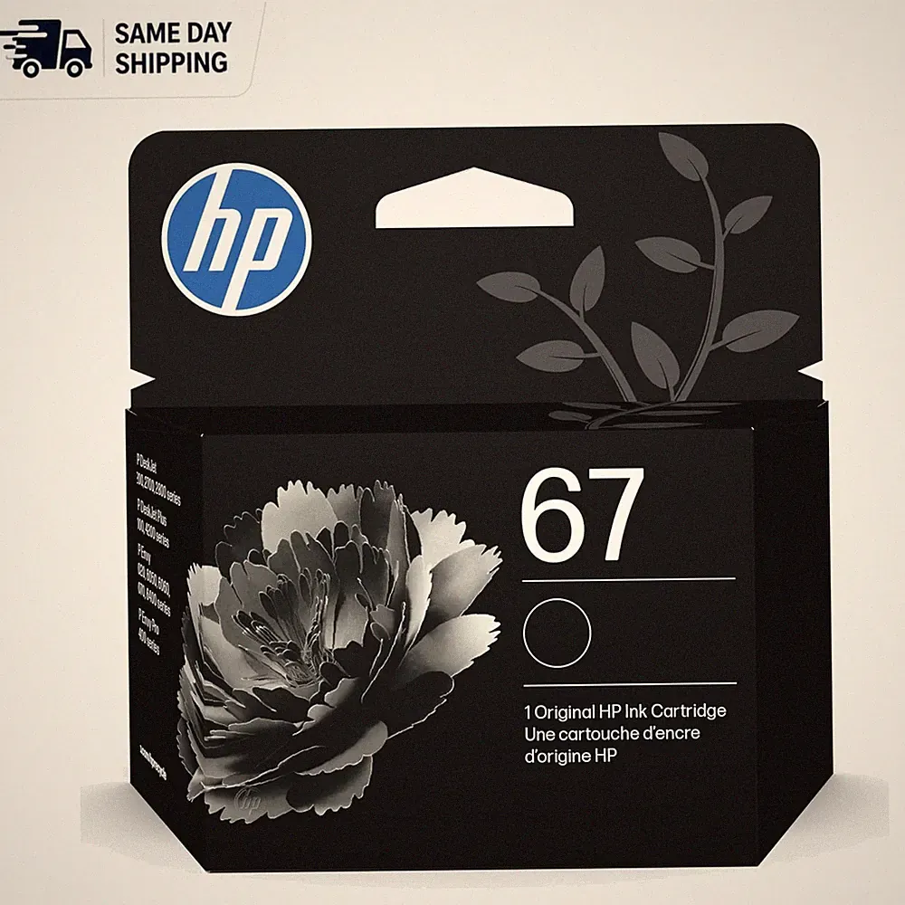 HP 67 Black Ink Cartridge - High Yield, Compatible with DeskJet & Envy Printers