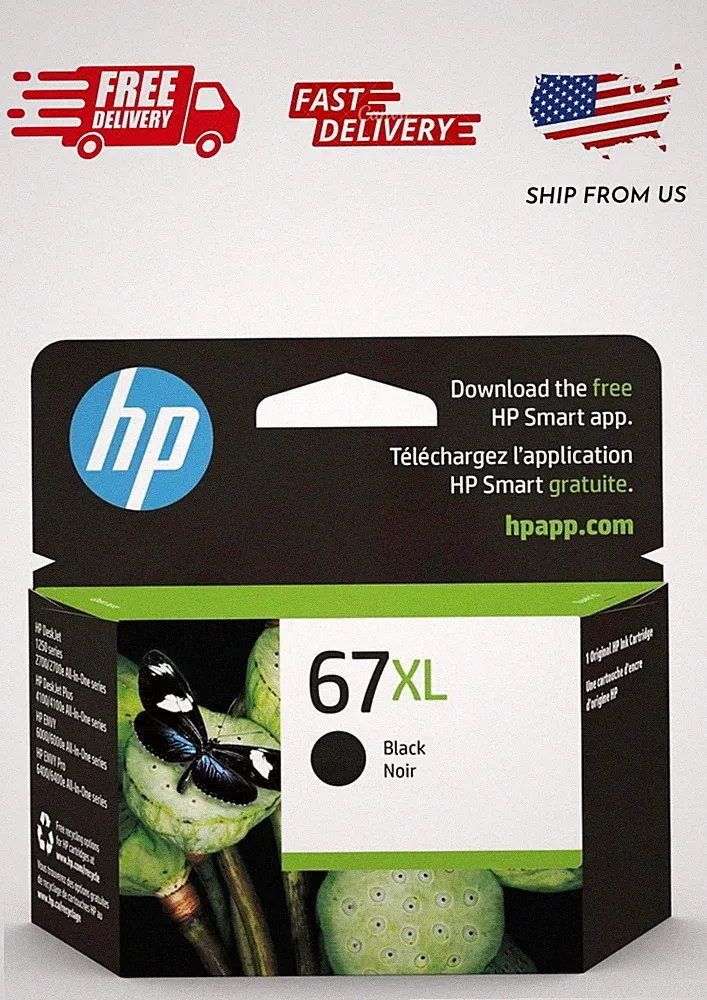 HP 67XL High-Yield Black Original Ink Cartridge, 240 Pages, (3YM57AN#140)