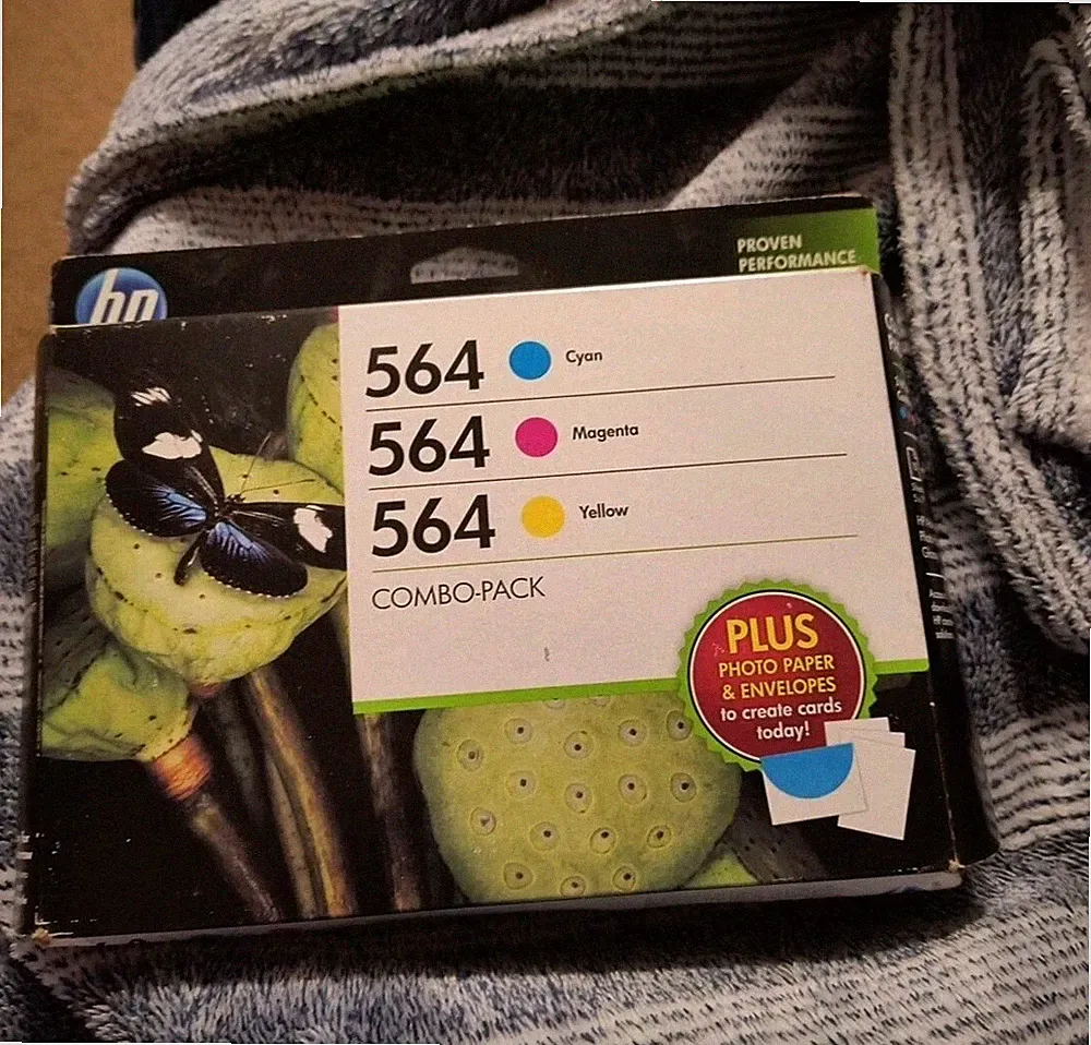 NEW - Genuine HP 564xl Cyan Magenta Yellow Photo Ink Cartridge Expired 2016