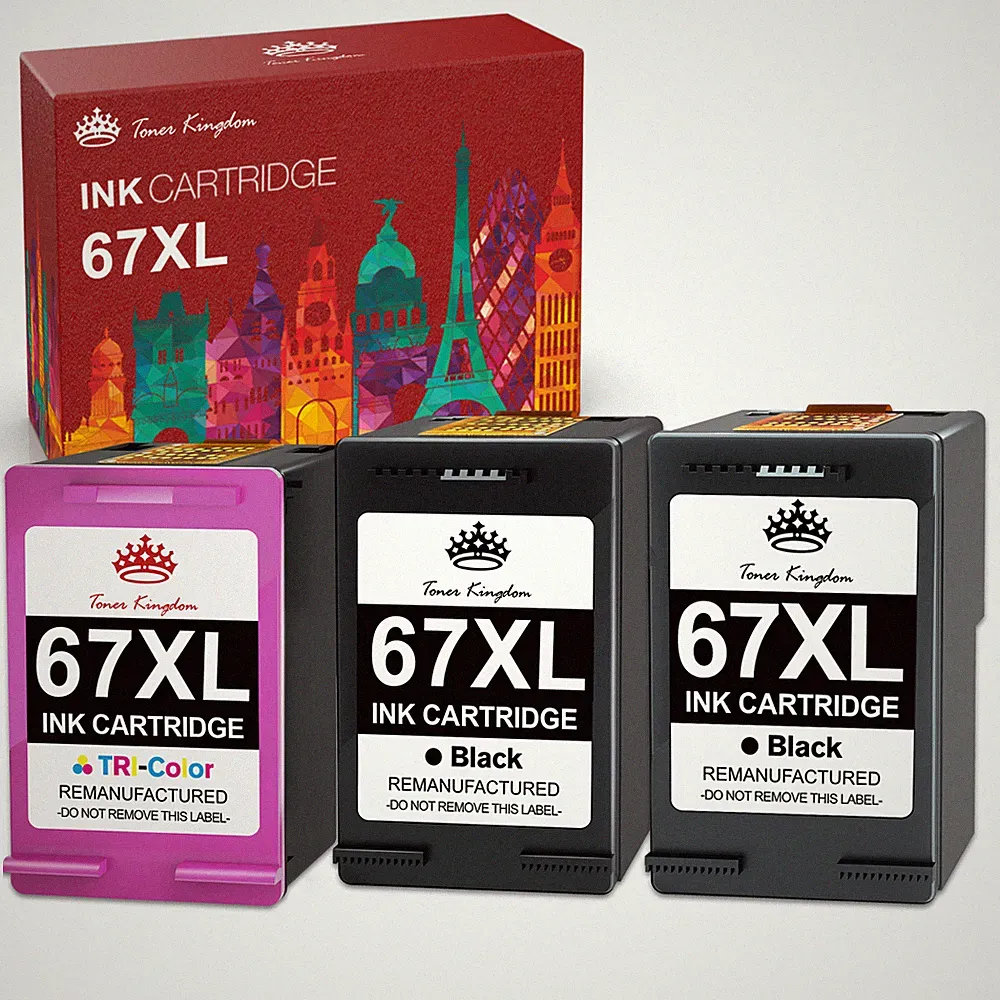 Printer Ink 67 XL 67XL Combo Pack Replacement for HP 67XL Black Ink Cartridges