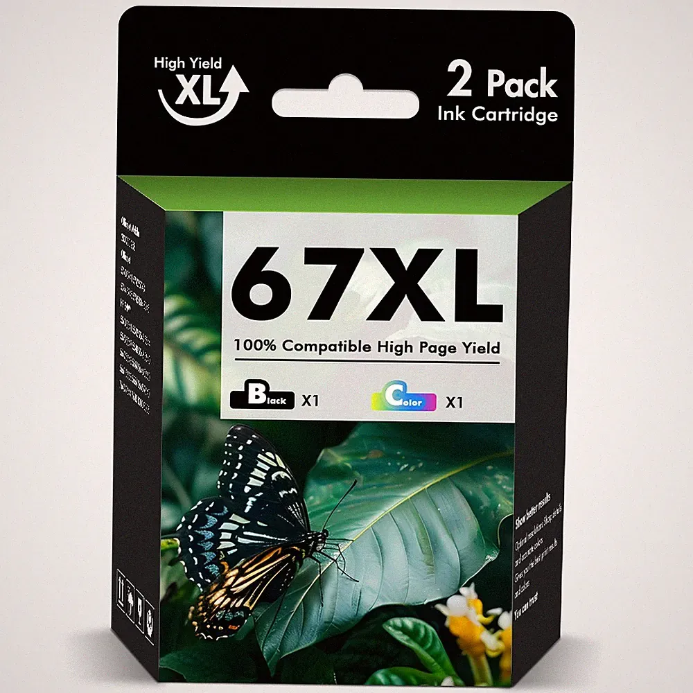 Printer Ink 67 XL Compatible For HP 67XL Ink Cartridges Black Color Combo Pack